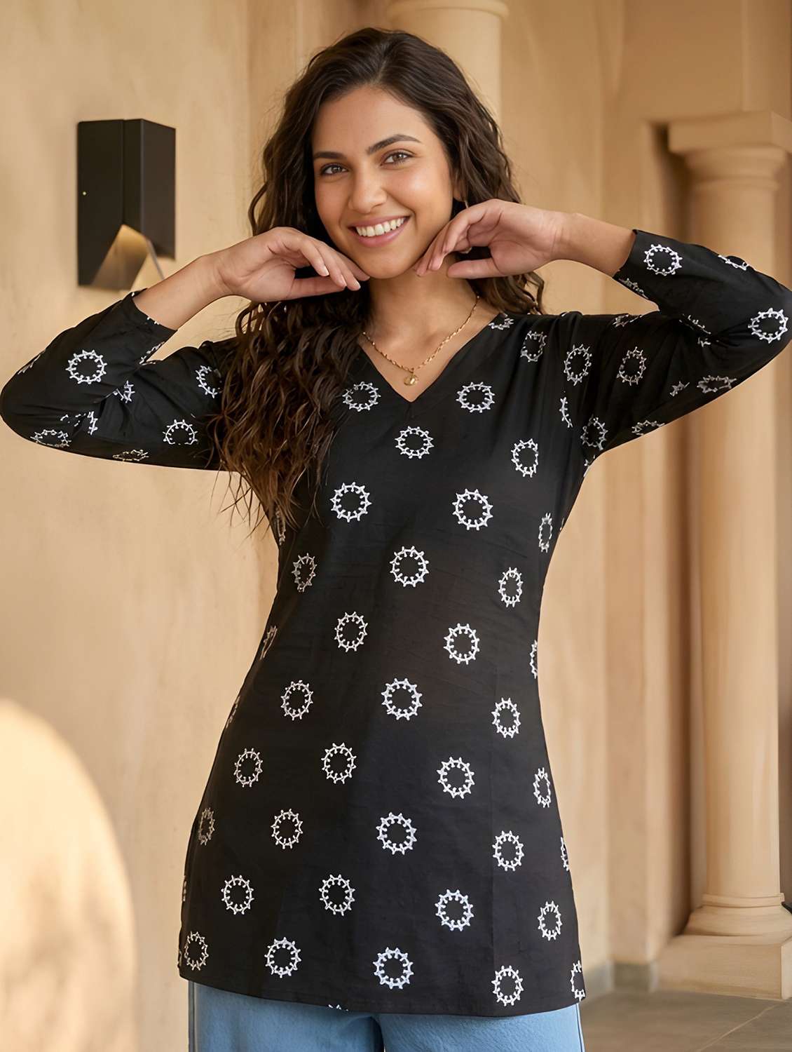 women printed halter neck ethnic top - 22505317 -  Standard Image - 1