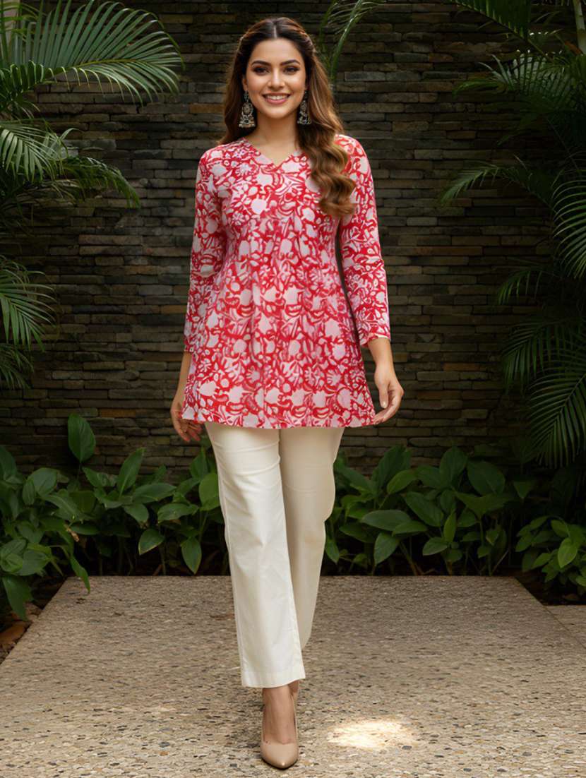 women printed long sleeve flared kurti - 22505318 -  Standard Image - 4