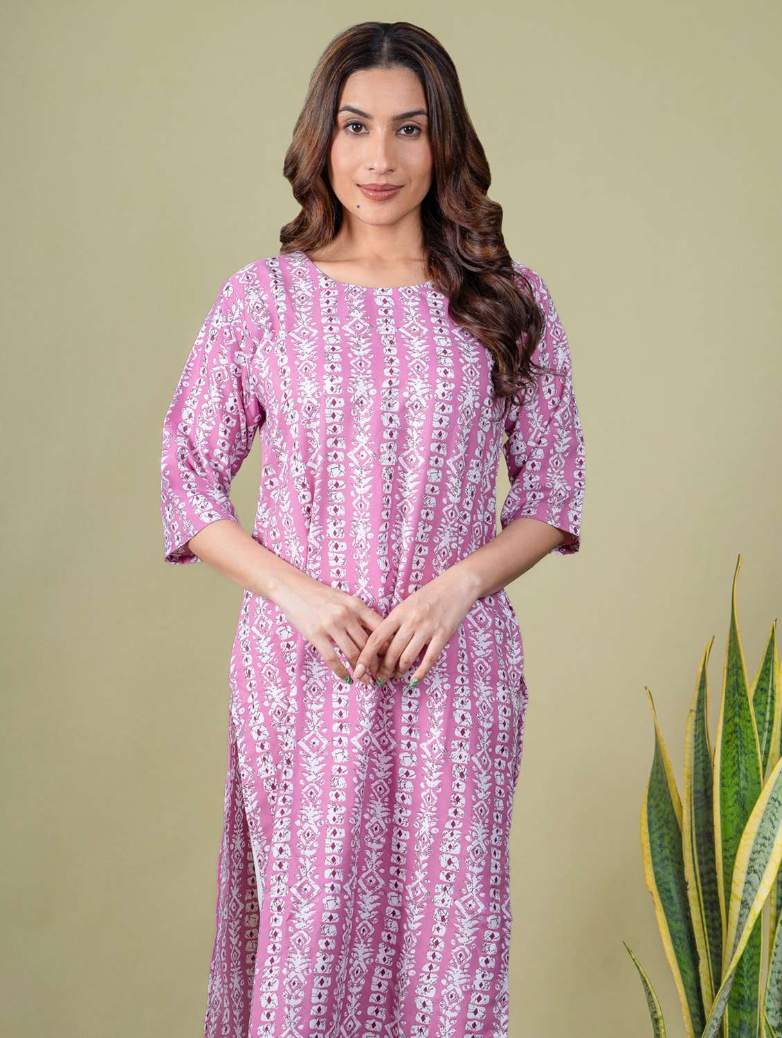 women printed round neck straight kurta - 22505363 -  Standard Image - 1