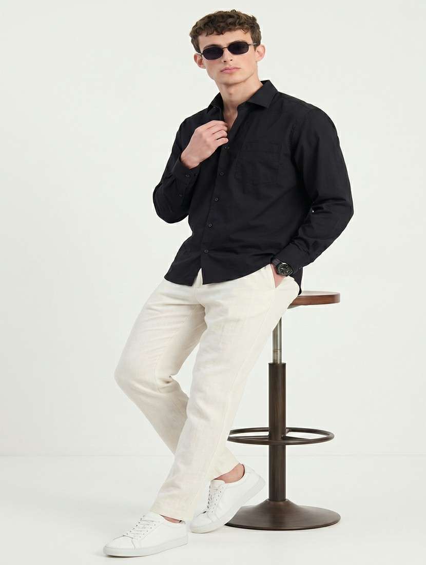 Men Solid Long Sleeve Regular Fit Casual Shirt - 22505392 -  Standard Image - 4