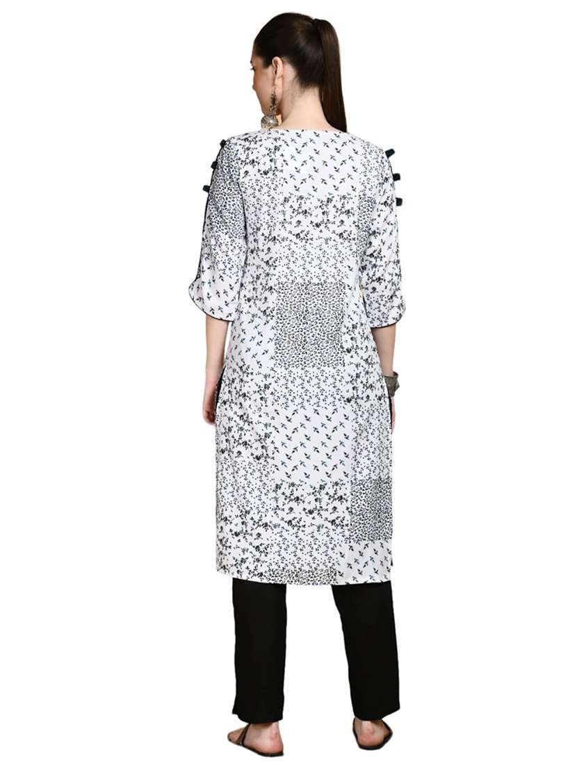 women printed round neck three quarter sleeve kurta - 22505396 -  Standard Image - 4