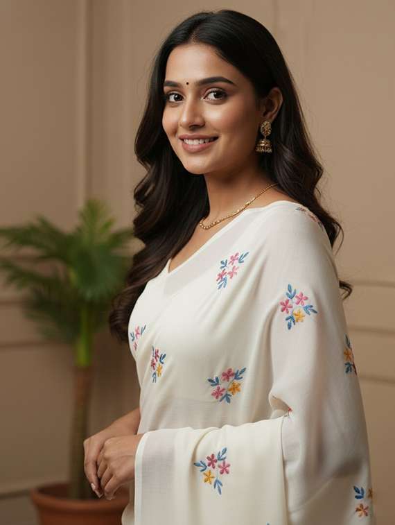 Women Solid With Work Handloom Saree With Blouse - 22505456 -  Standard Image - 1