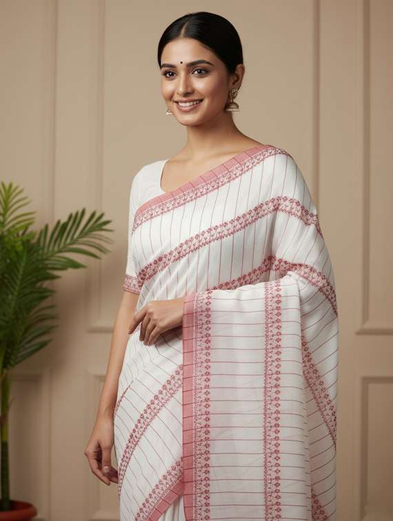 women self design handloom saree with blouse - 22505458 -  Standard Image - 1
