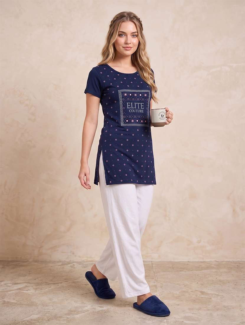 Women Printed Short Sleeve Lounge Wear T-shirt - 22505712 -  Standard Image - 4