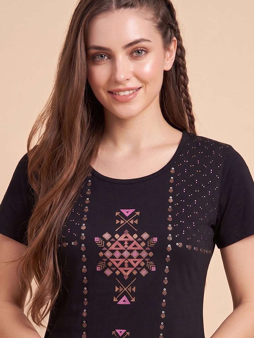 women printed short sleeve lounge wear t-shirt - 22505716 -  Standard Image - 1