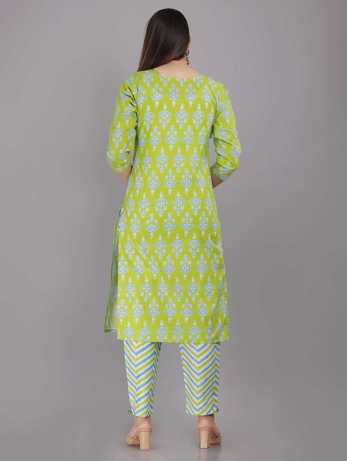 women printed three quarter sleeve kurta pant with dupatta set - 22505841 -  Standard Image - 4