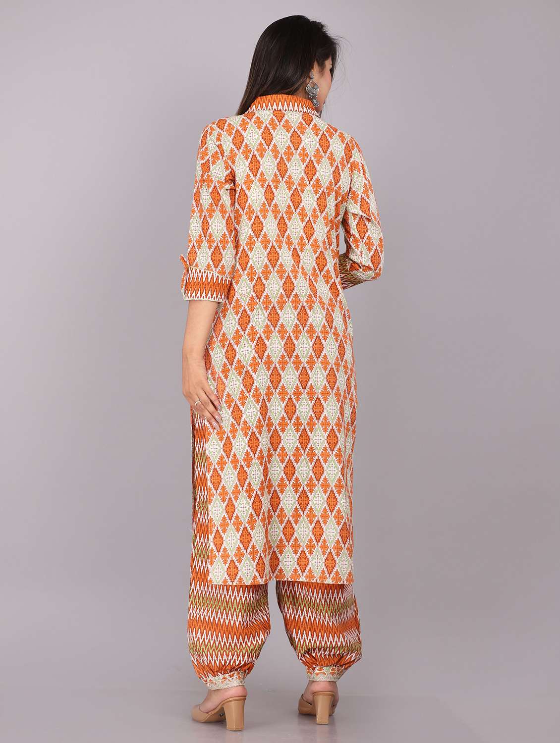 women printed three quarter sleeve kurta salwar with dupatta set - 22505848 -  Standard Image - 1