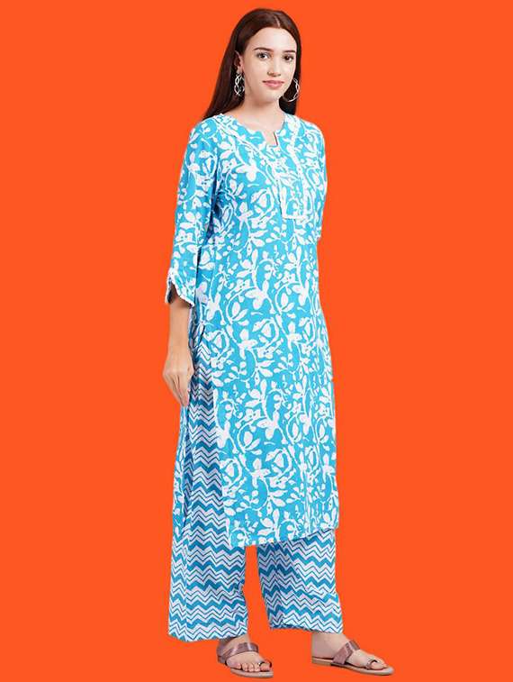 Women Printed Three Quarter Sleeve Kurta Pant Set - 22505854 -  Standard Image - 1