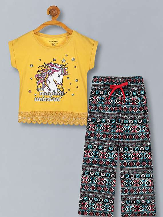 girls printed round neck top and pant twin set - 22505905 -  Standard Image - 1