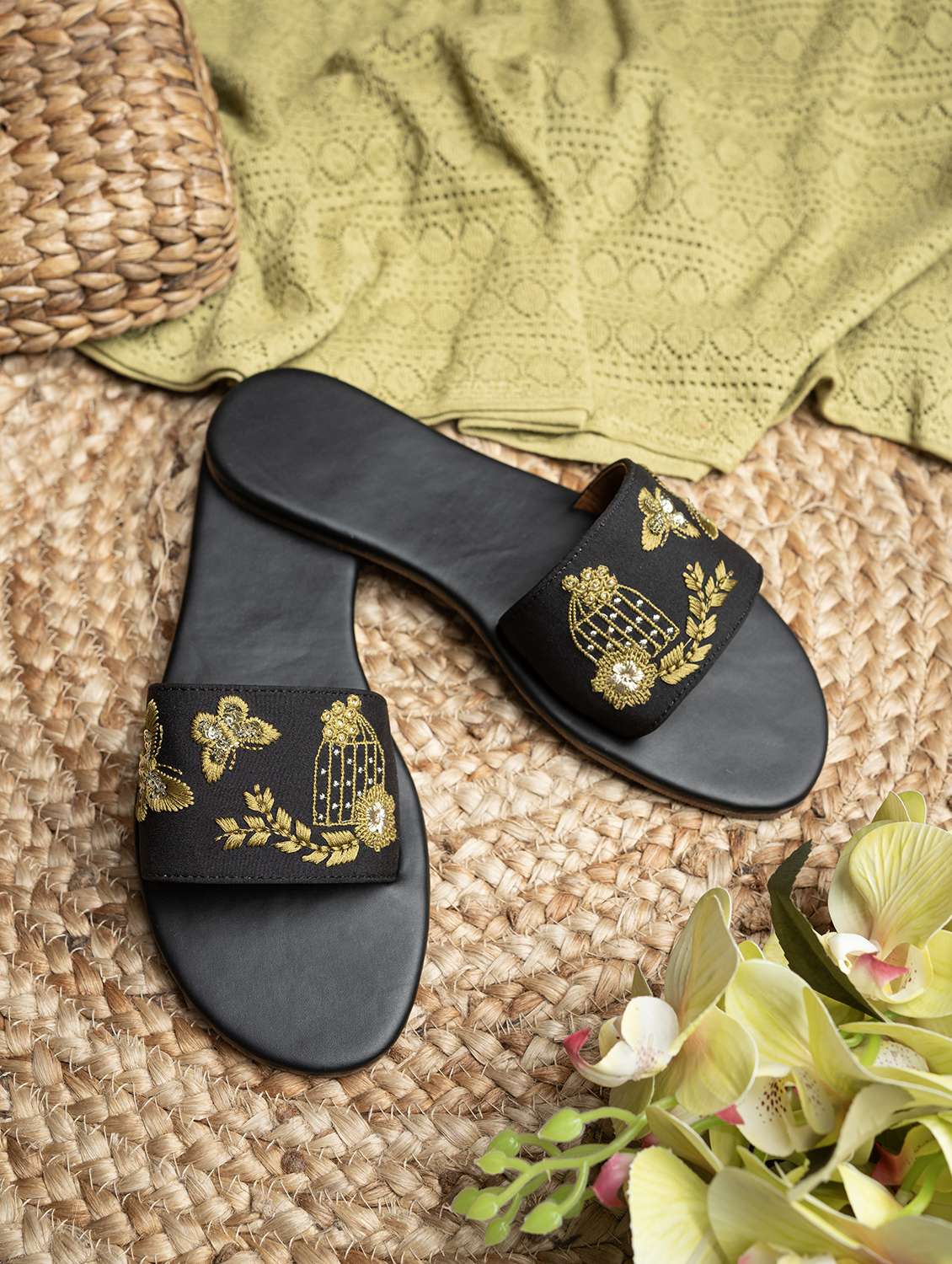 women embroidered slip on flats - 22505910 -  Standard Image - 1