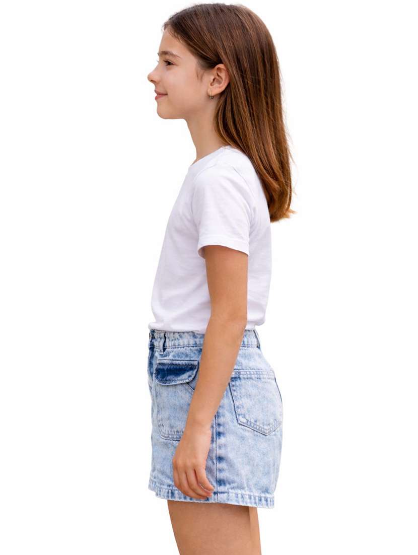girls solid mid rise casual shorts - 22505977 -  Standard Image - 4