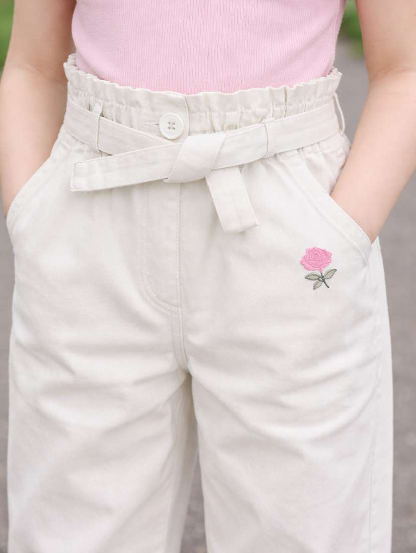 girls solid mid rise trouser - 22505981 -  Standard Image - 1