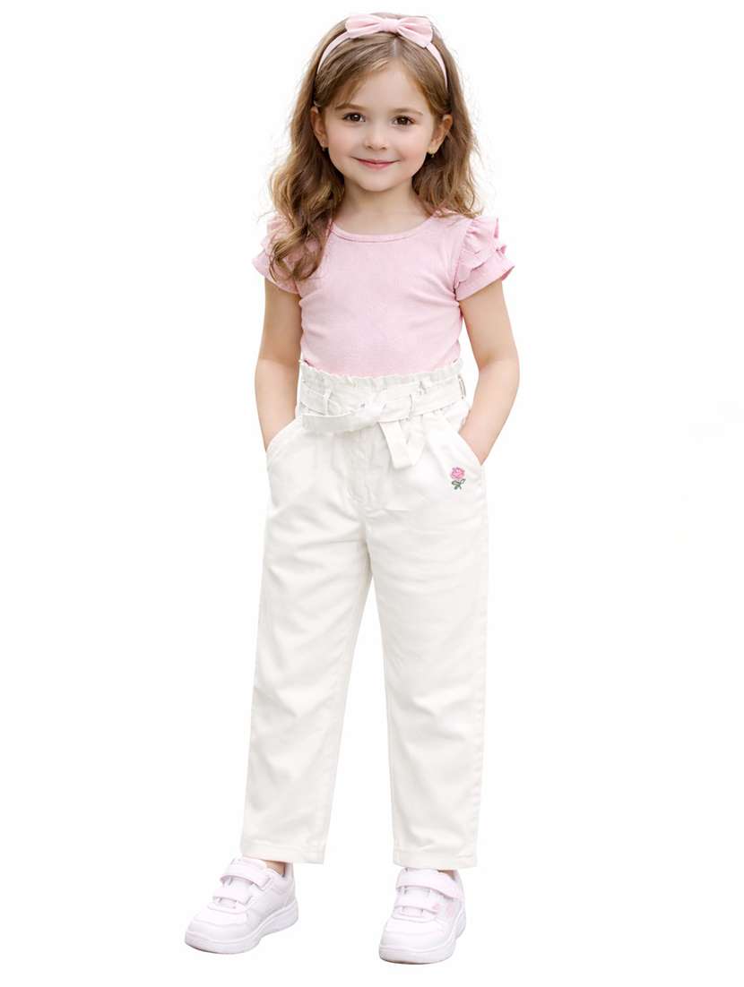 girls solid mid rise trouser - 22505981 -  Standard Image - 4