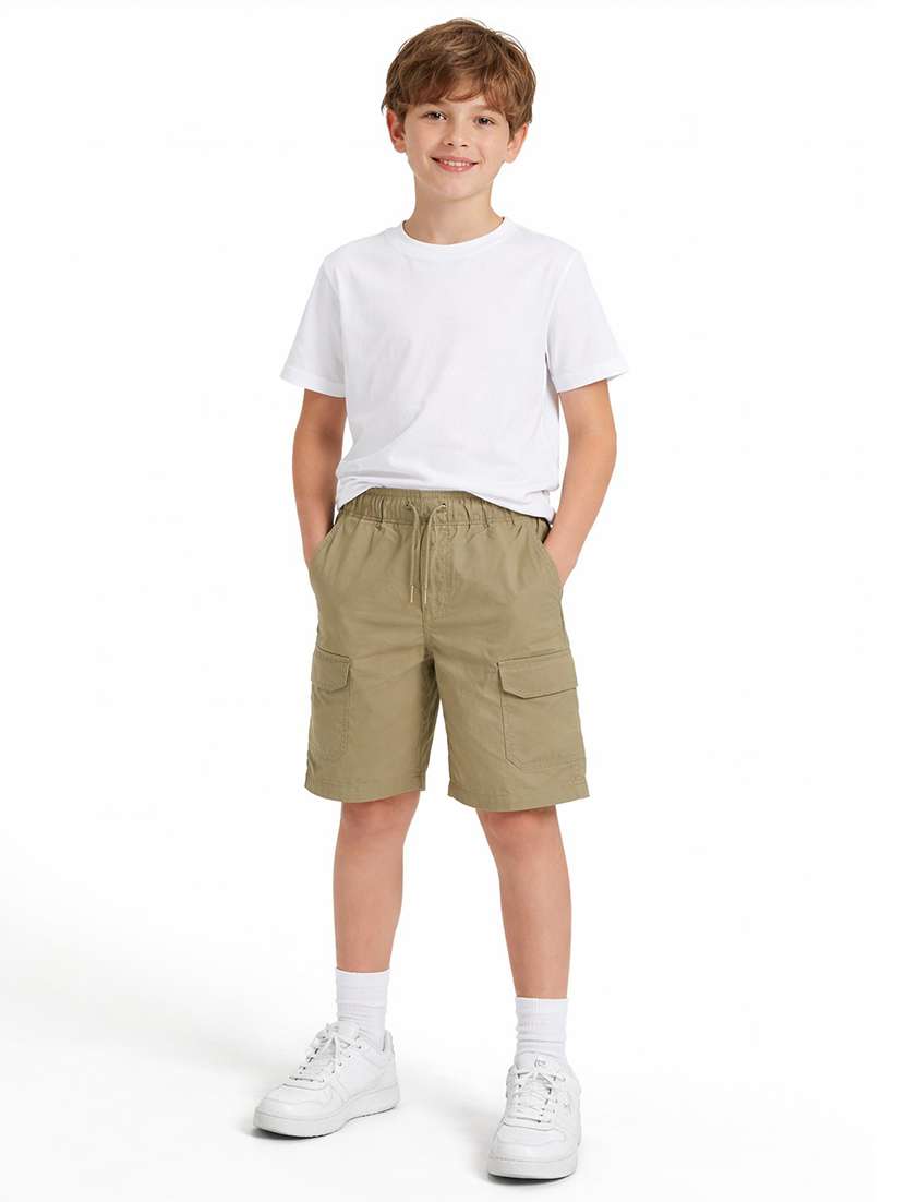 boys solid mid rise cargo shorts - 22505983 -  Standard Image - 6