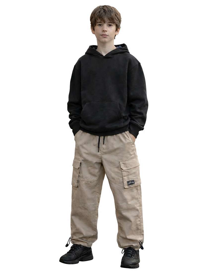 boys solid mid rise cargo pant - 22505990 -  Standard Image - 4