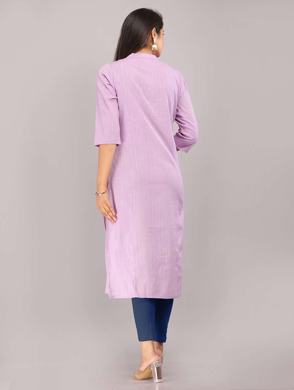 women embroidered three quarter sleeve straight kurta - 22506100 -  Standard Image - 4