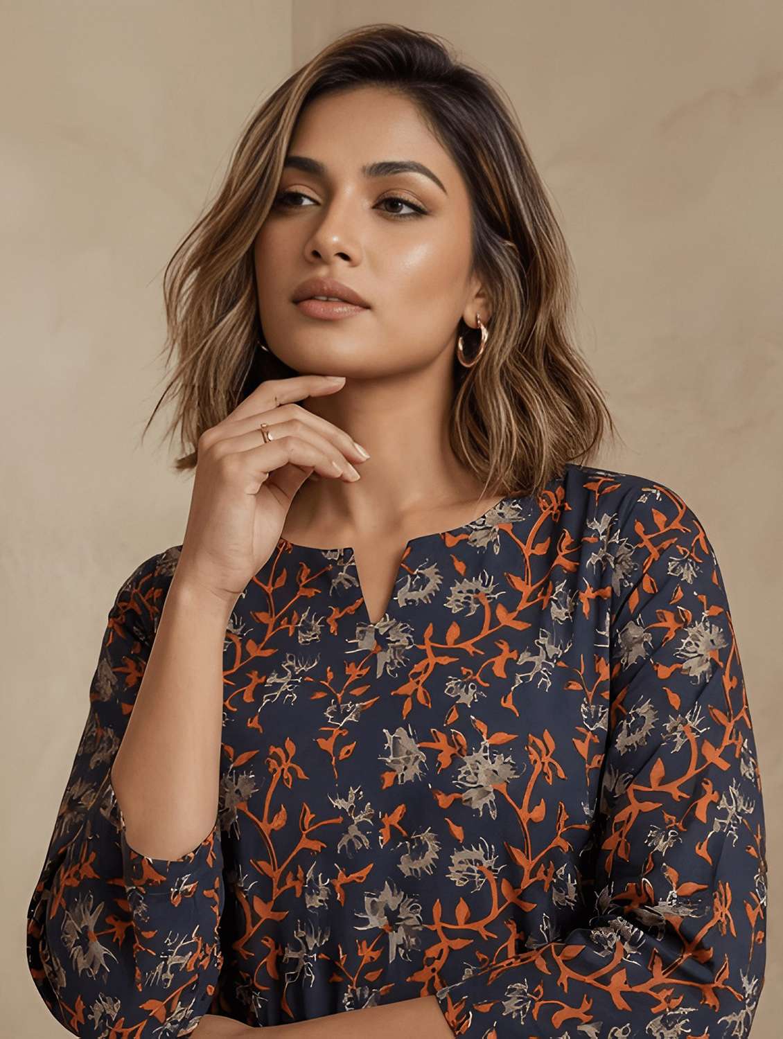 women printed notch neck straight kurti - 22506409 -  Standard Image - 1