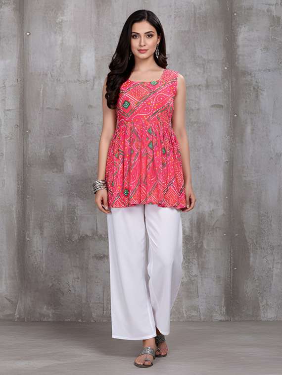 women printed sleeveless flared kurti - 22506412 -  Standard Image - 4