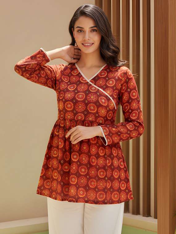 women printed long sleeves a-line kurti - 22506413 -  Standard Image - 1