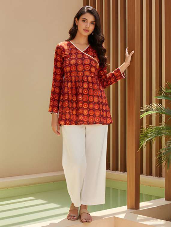 women printed long sleeves a-line kurti - 22506413 -  Standard Image - 4