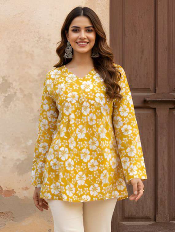women printed v neck a-line kurti - 22506425 -  Standard Image - 1