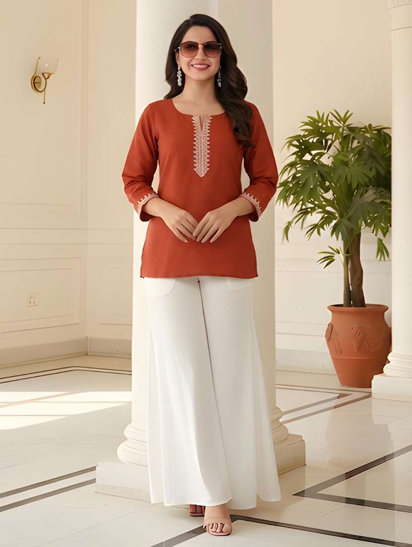 women embroidered notch neck straight kurti - 22506426 -  Standard Image - 4
