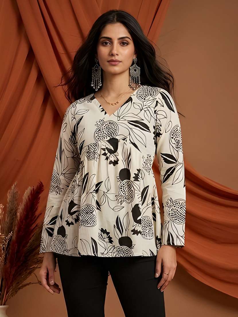 women printed v neck a-line kurti - 22506428 -  Standard Image - 1