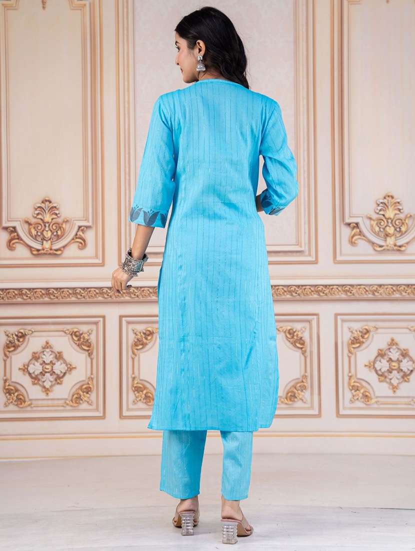 women embroidered three quarter sleeve kurta pant set - 22507453 -  Standard Image - 4
