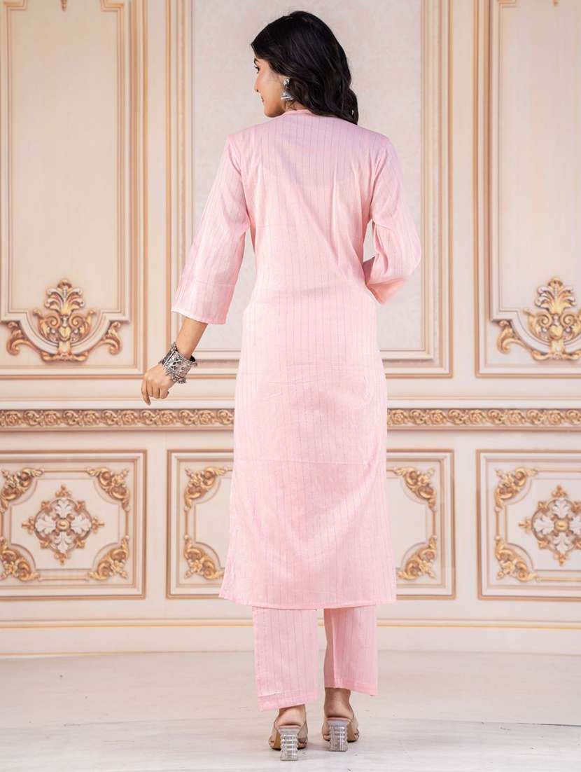 women embroidered three quarter sleeve kurta pant set - 22507470 -  Standard Image - 4