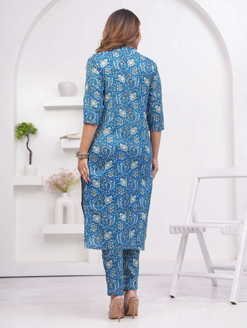 women printed three quarter sleeve kurta pant set - 22507473 -  Standard Image - 4