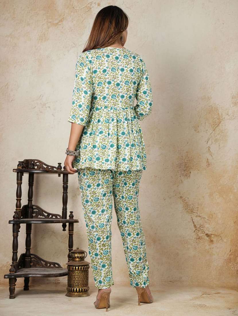 women floral printed round neck top and trouser co-ord set - 22507550 -  Standard Image - 4