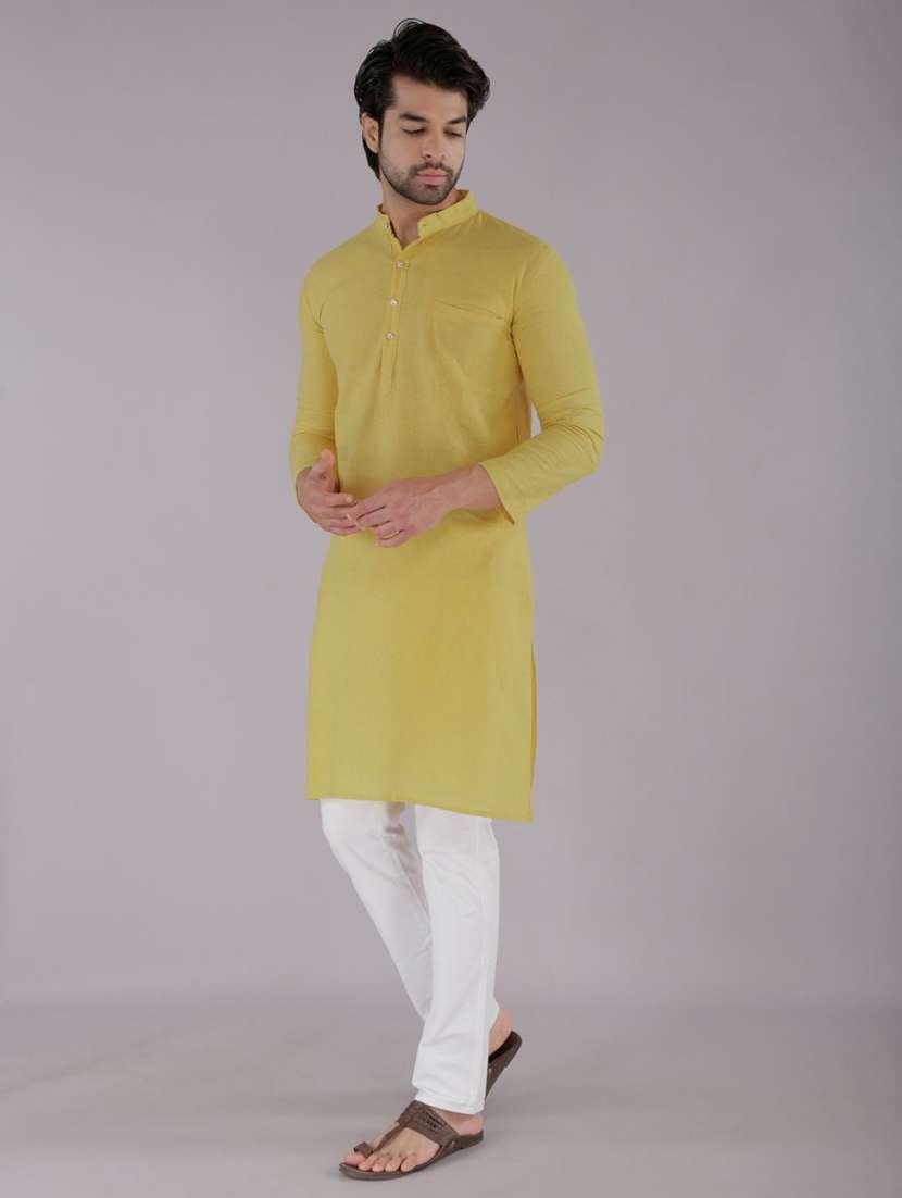 men solid mandarin neck long kurta - 22507621 -  Standard Image - 4