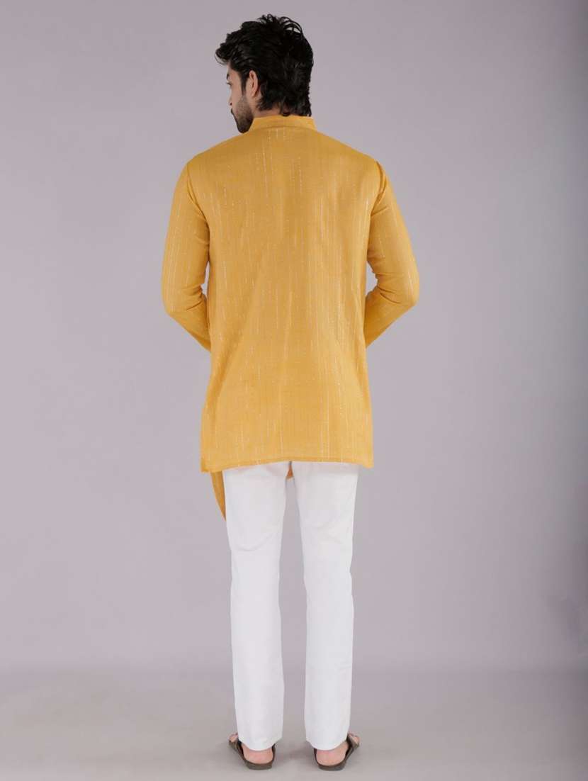 men self design mandarin neck angrakha kurta - 22507626 -  Standard Image - 4