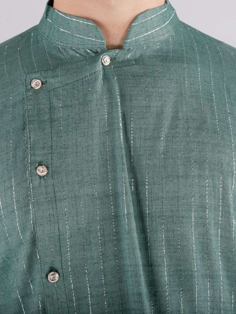 men self design mandarin neck angrakha kurta - 22507633 -  Standard Image - 1