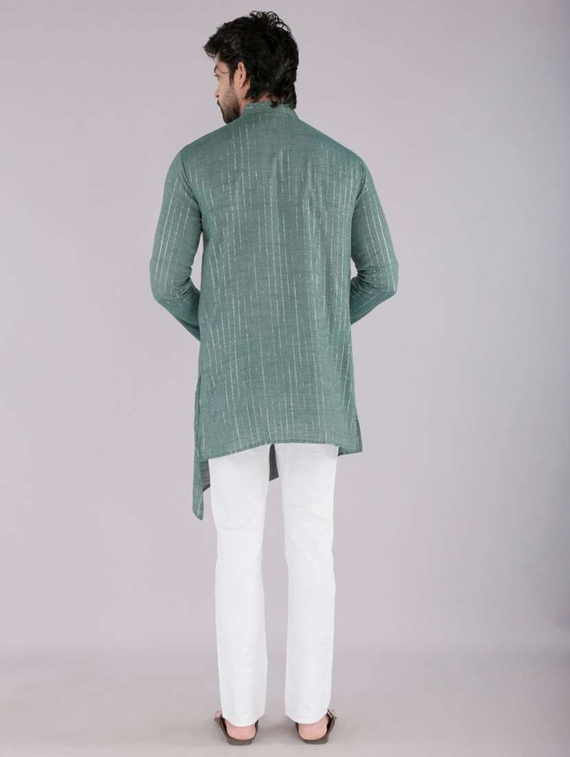 men self design mandarin neck angrakha kurta - 22507633 -  Standard Image - 4