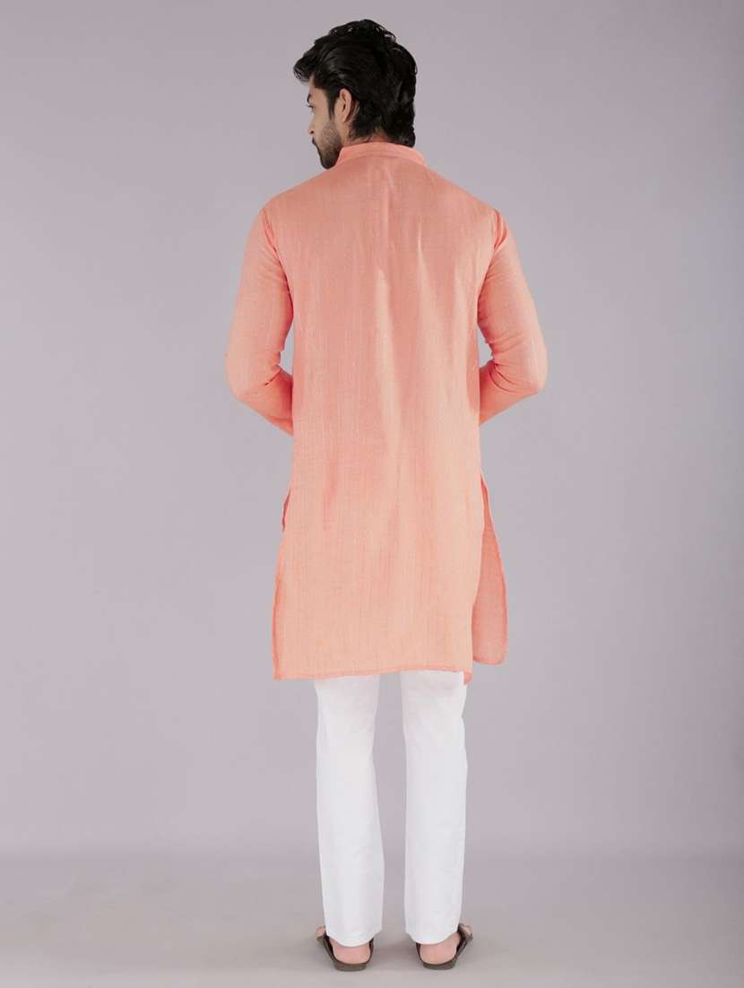 men self design mandarin neck long kurta - 22507635 -  Standard Image - 4
