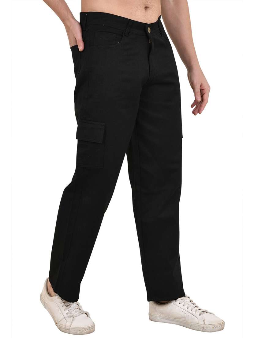 men solid mid rise regular fit cargo  - 22507640 -  Standard Image - 1