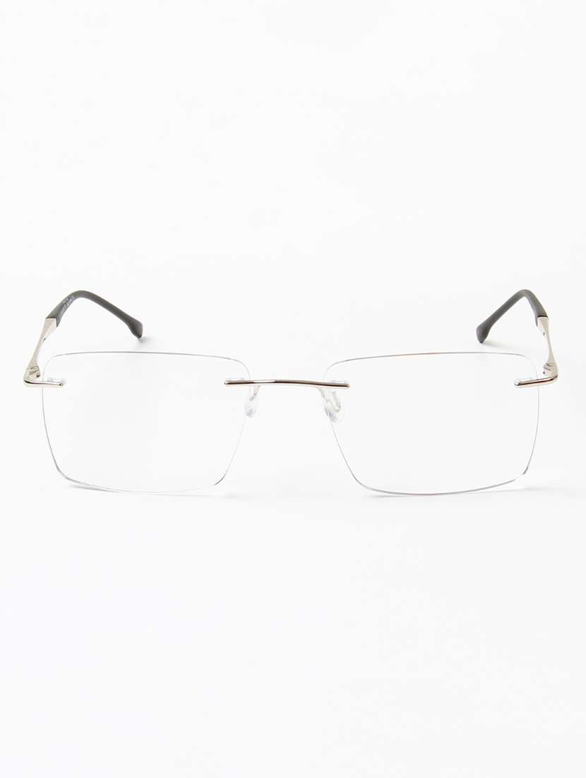 Ted Smith Unisex Titanium Rectangle Silver Rimless Frames - 22507704 -  Standard Image - 1