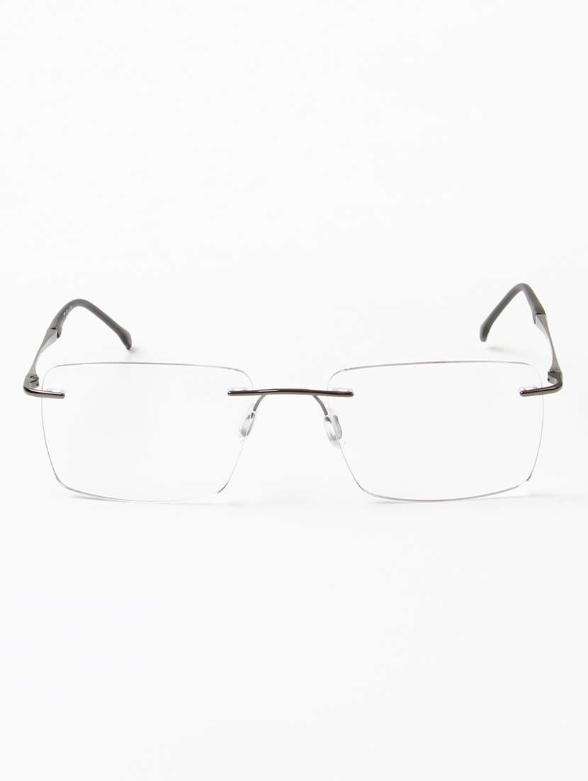 ted smith unisex titanium rectangle gunmetal rimless frames - 22507705 -  Standard Image - 1