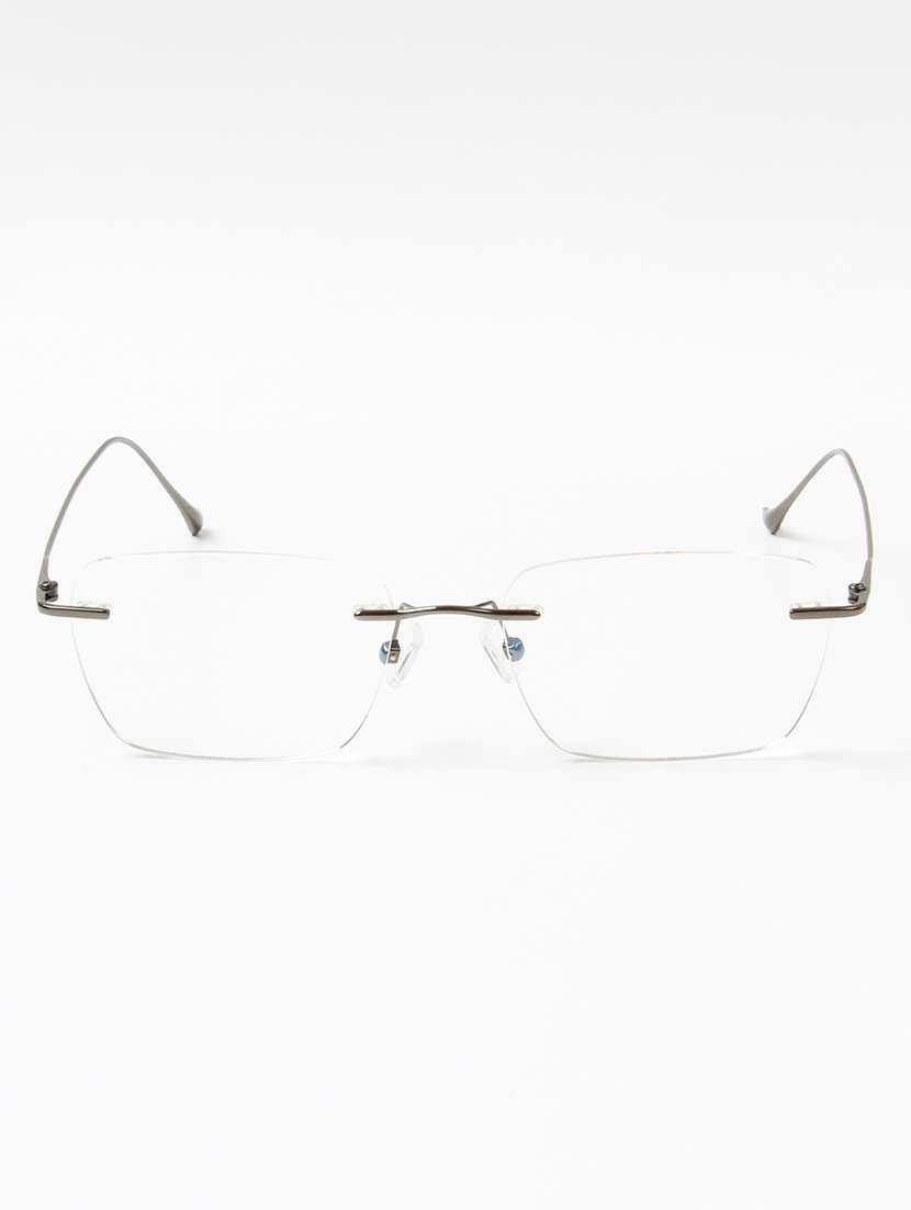 ted smith unisex titanium rectangle gunmetal rimless frames - 22507718 -  Standard Image - 1