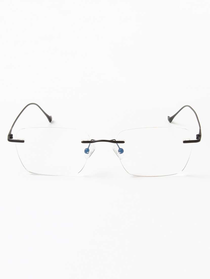 ted smith unisex titanium rectangle black rimless frames - 22507719 -  Standard Image - 1