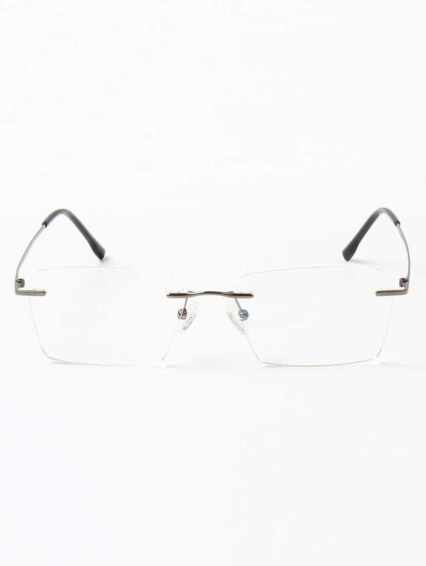 ted smith unisex titanium rectangle gunmetal rimless frames - 22507721 -  Standard Image - 1