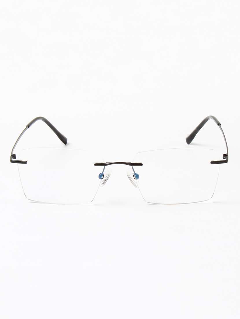 ted smith unisex titanium rectangle black rimless frames - 22507723 -  Standard Image - 1