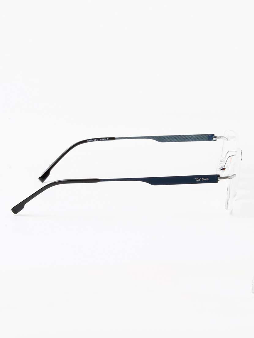 ted smith unisex metal rectangle silver rimless frames - 22507729 -  Standard Image - 4