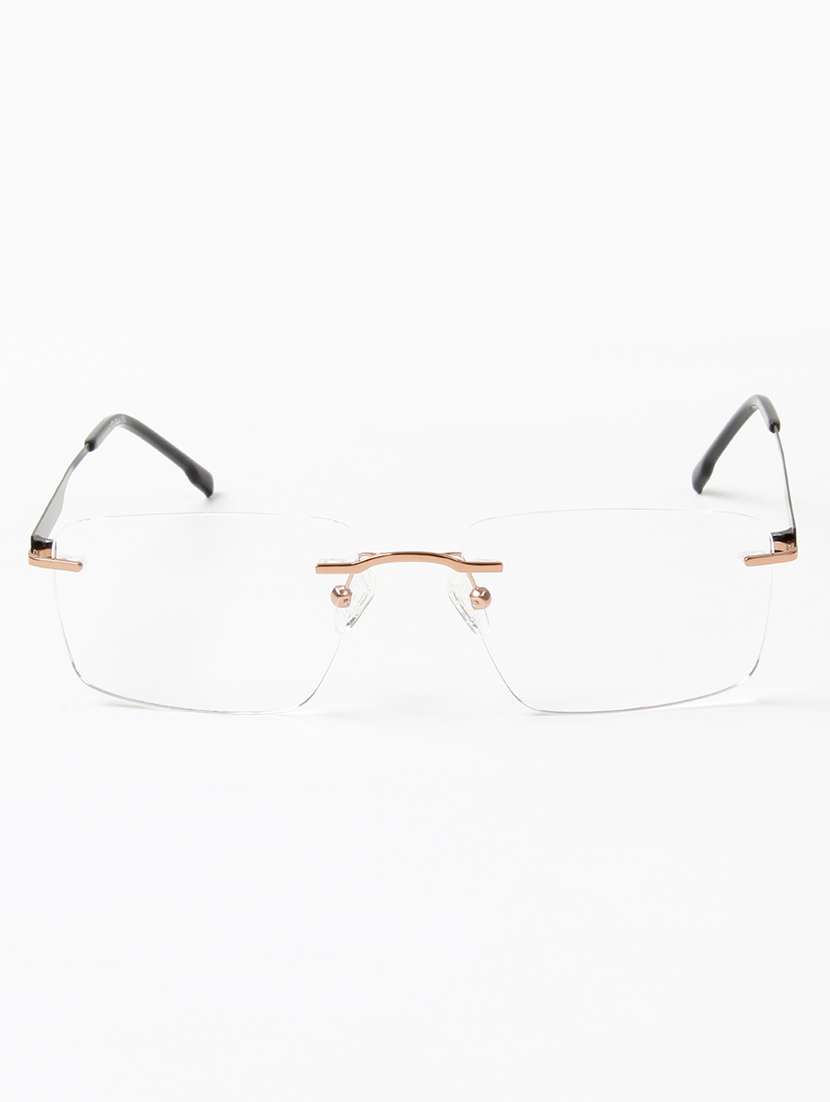 ted smith unisex metal rectangle gold rimless frames - 22507730 -  Standard Image - 1
