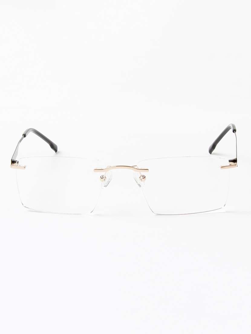 ted smith unisex metal rectangle gold rimless frames - 22507731 -  Standard Image - 1