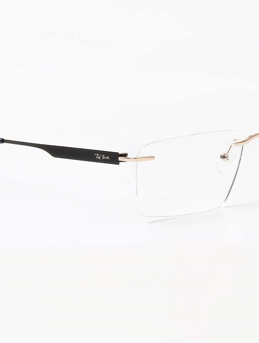ted smith unisex metal rectangle gold rimless frames - 22507731 -  Standard Image - 4