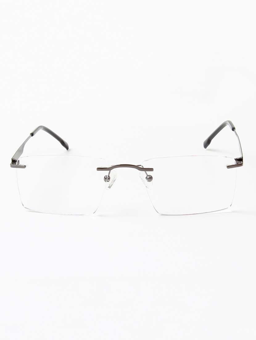 ted smith unisex metal rectangle gunmetal rimless frames - 22507732 -  Standard Image - 1