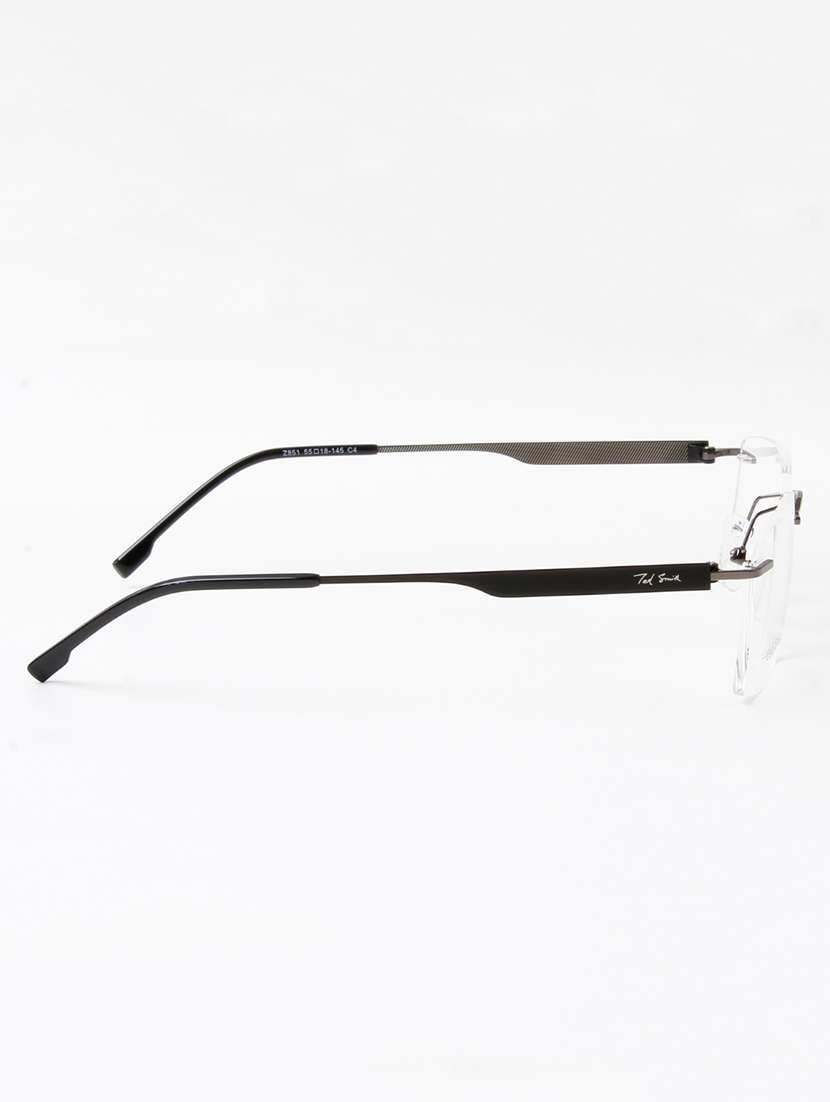 ted smith unisex metal rectangle gunmetal rimless frames - 22507732 -  Standard Image - 4