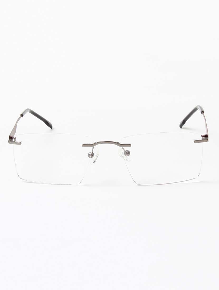 ted smith unisex metal rectangle gunmetal rimless frames - 22507733 -  Standard Image - 1